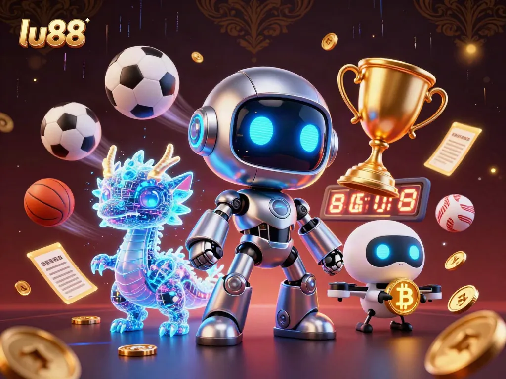 Experience thrilling gaming with lu88's vibrant 3D scene featuring dynamic sports and casino elements.