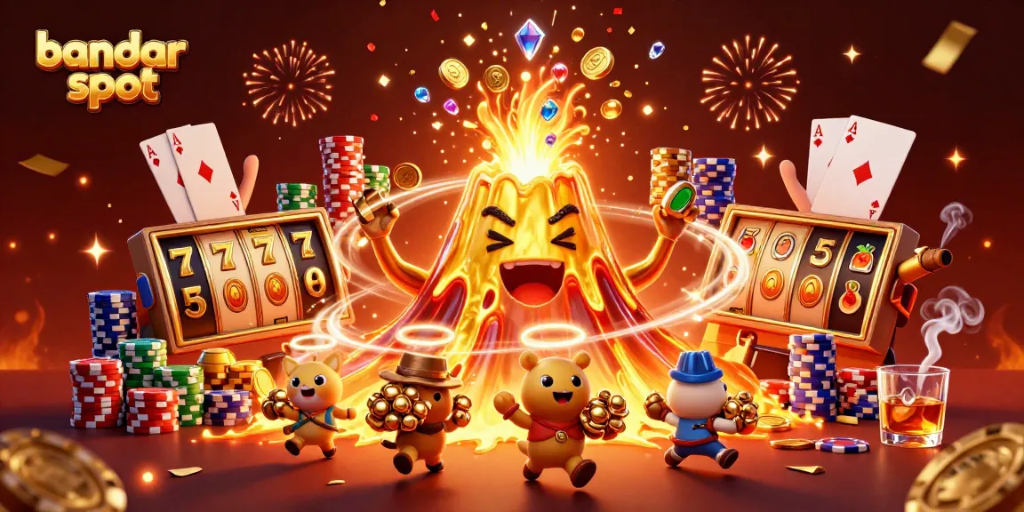 Win big with bandar slot as treasure-filled volcano erupts in this vibrant casino scene.