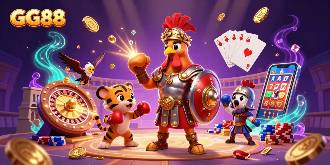 Win exciting jackpots at GG88 with vibrant casino elements and a thrilling atmosphere.